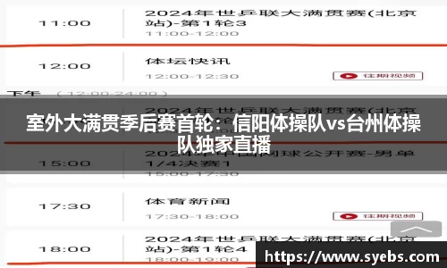 室外大满贯季后赛首轮：信阳体操队vs台州体操队独家直播